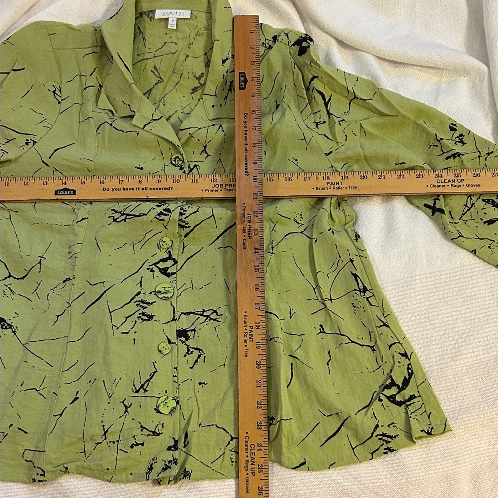 Habitat Olive Green Button-Front Printed Blouse - Picture 7 of 10
